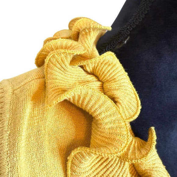 VILA Mustard Yellow Ruffled Sleeveless Knit Sweater - Picture 4 of 9